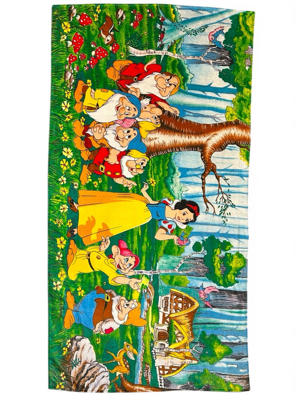Vintage Disney Snow White Seven Dwarfs Towel Made in Brazil